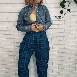 Generra Blue Plaid Balloon Pants